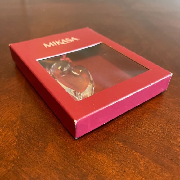 Mikasa Crystal Christmas 3D Madonna & Child Ornament Red Ribbon - Picture 4 of 8